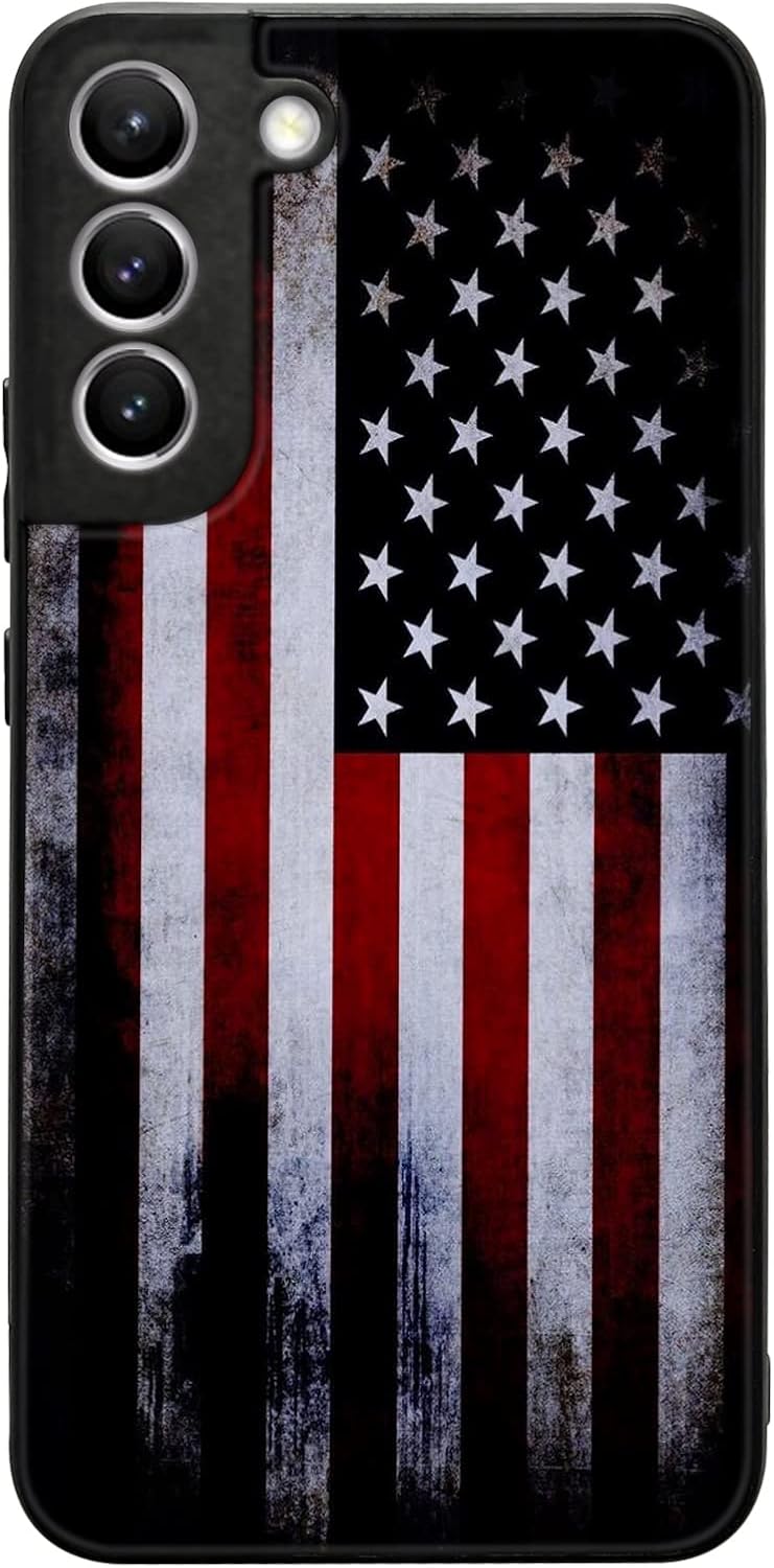 Tnarru Funda compatible con Samsung Galaxy S22, diseño de bandera estadounidense, parte trasera de policarbonato duro y lados de TPU suave, a prueba