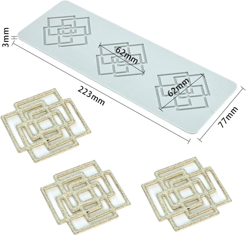 Molde de silicona 3D de patrón múltiple geométrico para fondant, almohadilla de encaje para pasteles, molde de silicona para pasteles, fondant,