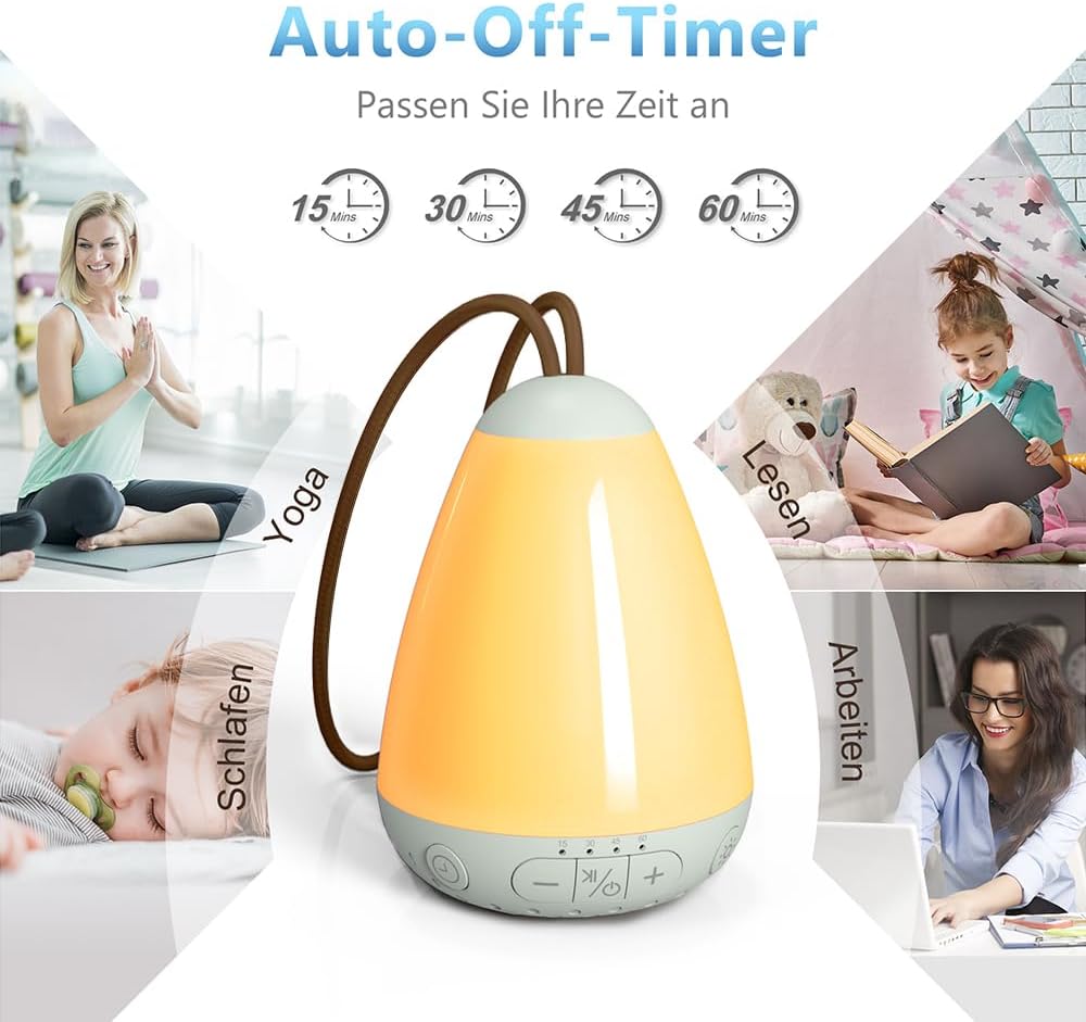 Máquina de sonido para bebés, máquina de sonido portátil para dormir con luz nocturna, ruido marrón, ruido natural, canción de cuna, máquina de