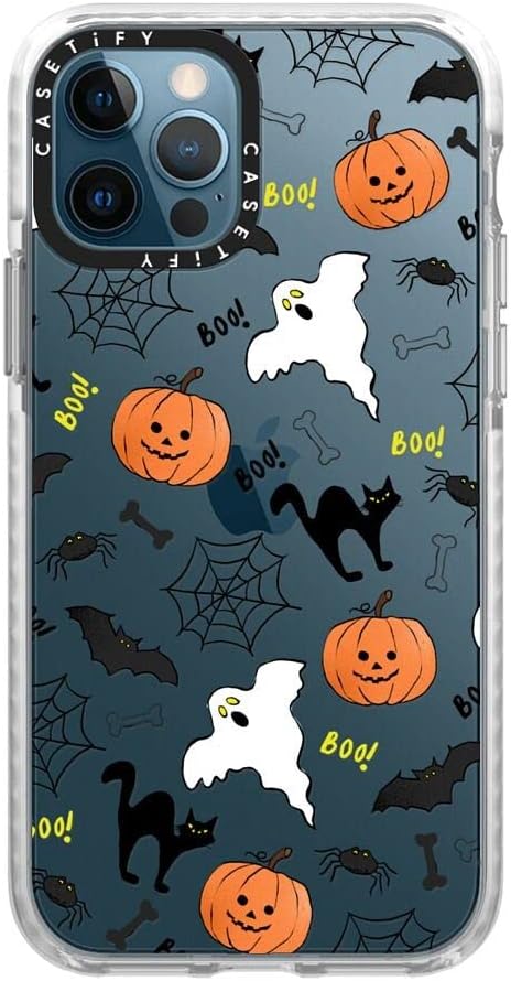 CASETiFY Funda Impact para iPhone 1212 Pro – Boo! its Halloween – Clear Frost