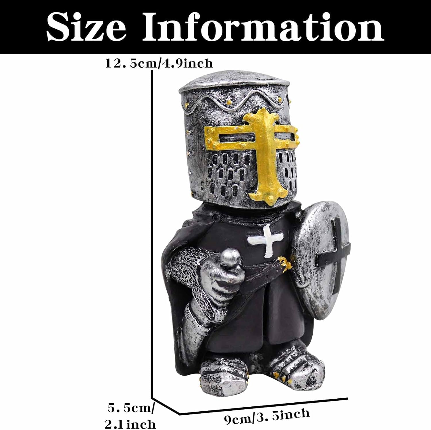 nezababy 8 piezas de gnomos de caballero guardia de jardín, decoración medieval Wee Crusader Battle Swordsman Fighting Outdoor Figurines Lawn Decor