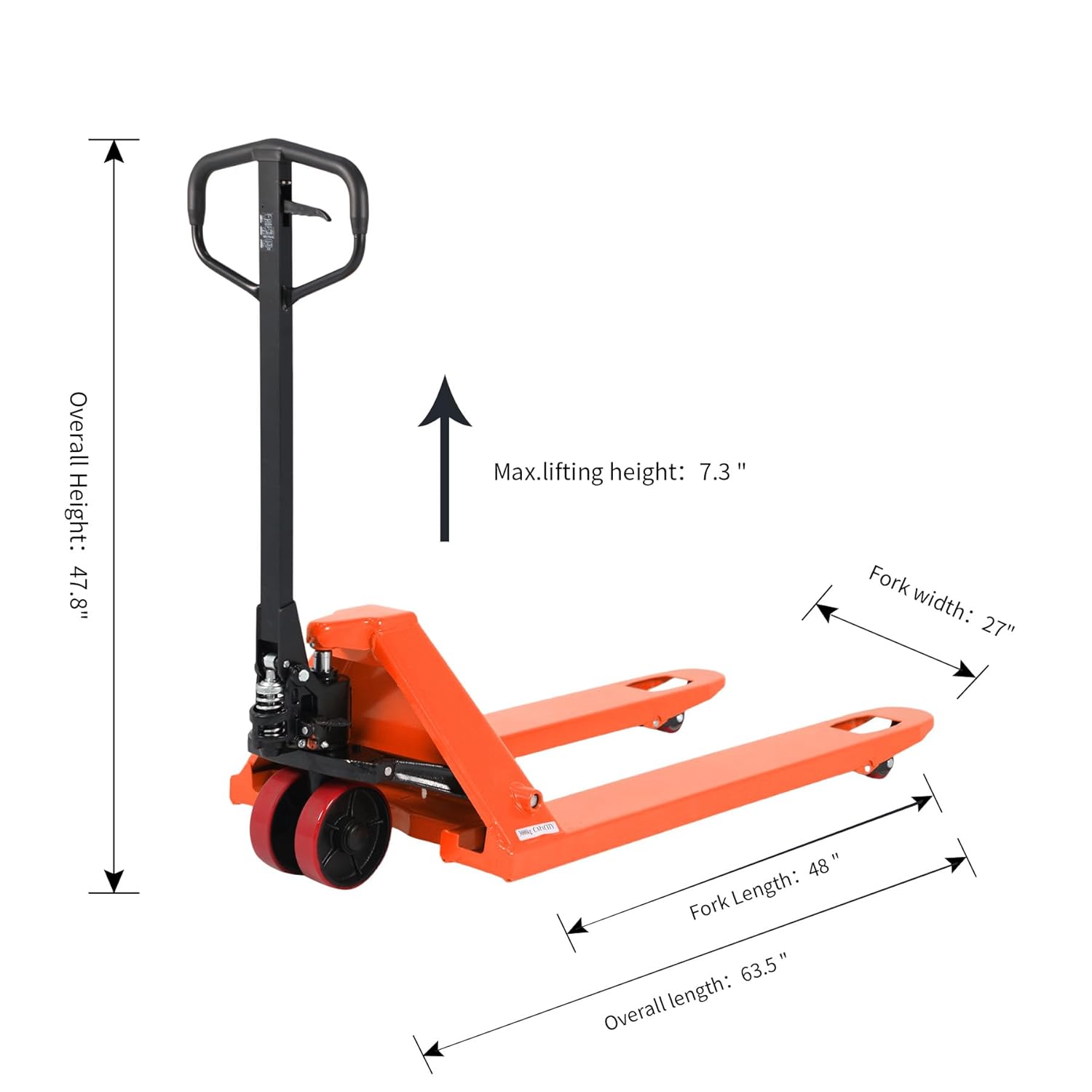 Tory Carrier Manual Pallet Jack 5500lbs Capacidad, Pallet Truck de mano 48″ L × 21″ W Tamaño de la horquilla