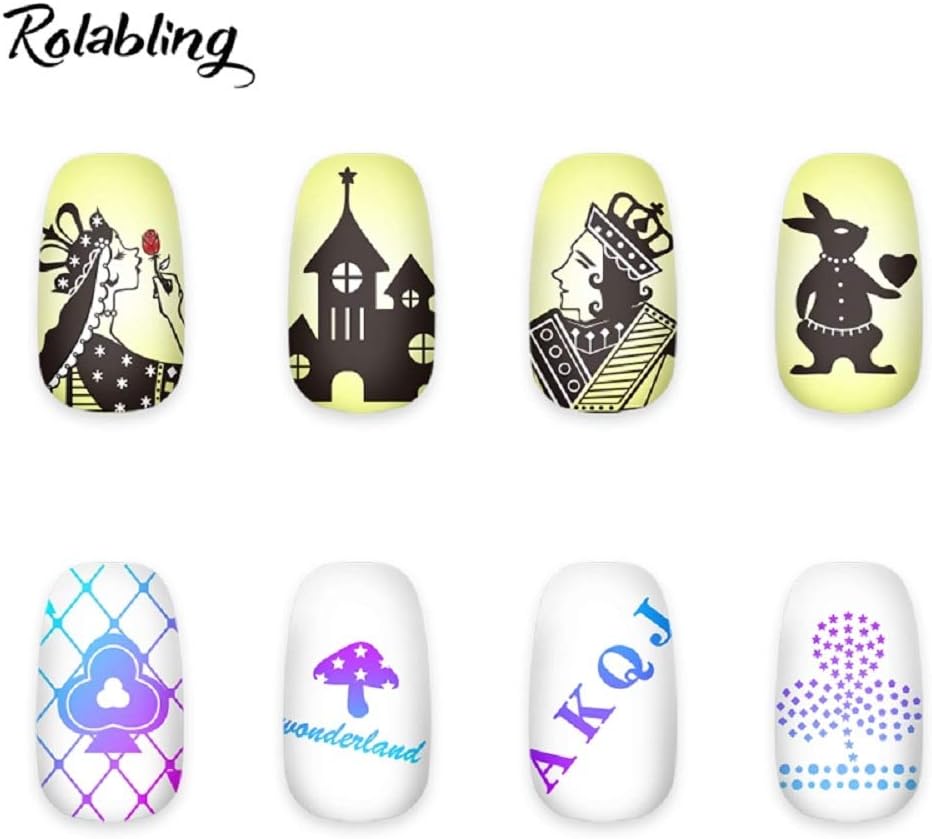 Rolabling Nail Art Estampación Placas Estampación Plantillas Jugando Tarjeta Patrón Placa de Uñas Plantilla Imagen Placa Stencil Uñas Herramienta