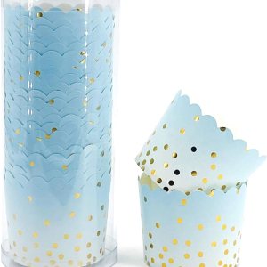 Party Hippo Cupcake – Tazas de 4.5 onzas, 25 piezas desechables de papel de aluminio para magdalenas, tazas doradas para hornear, tazas para hornear Party Hippo Cupcake – Tazas de 4.5 onzas, 25 piezas desechables de papel de aluminio para magdalenas, tazas doradas para hornear, tazas para hornear