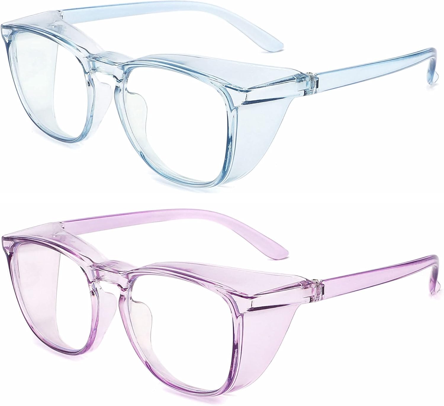 Gafas de seguridad antiniebla, gafas protectoras con bloqueo de luz azul, antipolvo, protección UV, para hombres y mujeres (paquete de 2 (azul cielo