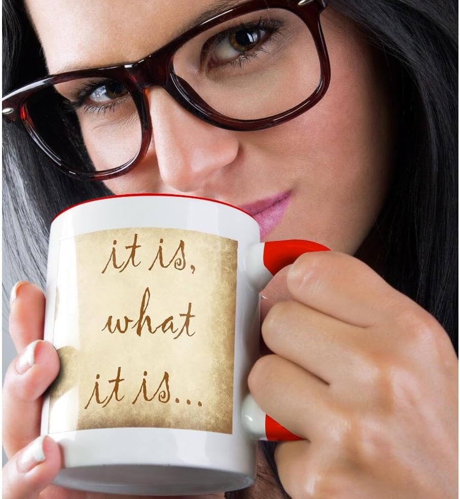 3dRose Taza de cerámica con texto en inglés “It is what it es”, 11 oz, rojoblanco