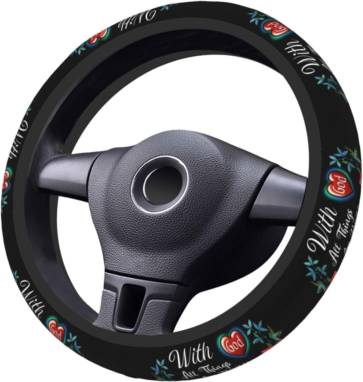 Christian Faith with God All Things are Possible – Funda para volante para hombres y mujeres, antideslizante, elástica, gruesa, ajuste universal, 15