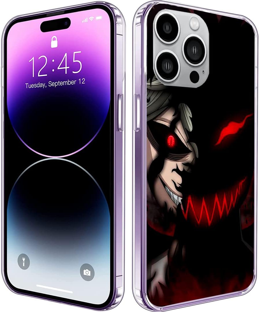 Funda negra impermeable con diseño de trébol, accesorios Asta Shock Liebe Scratch compatible con iPhone 13, resistente al agua, transparente