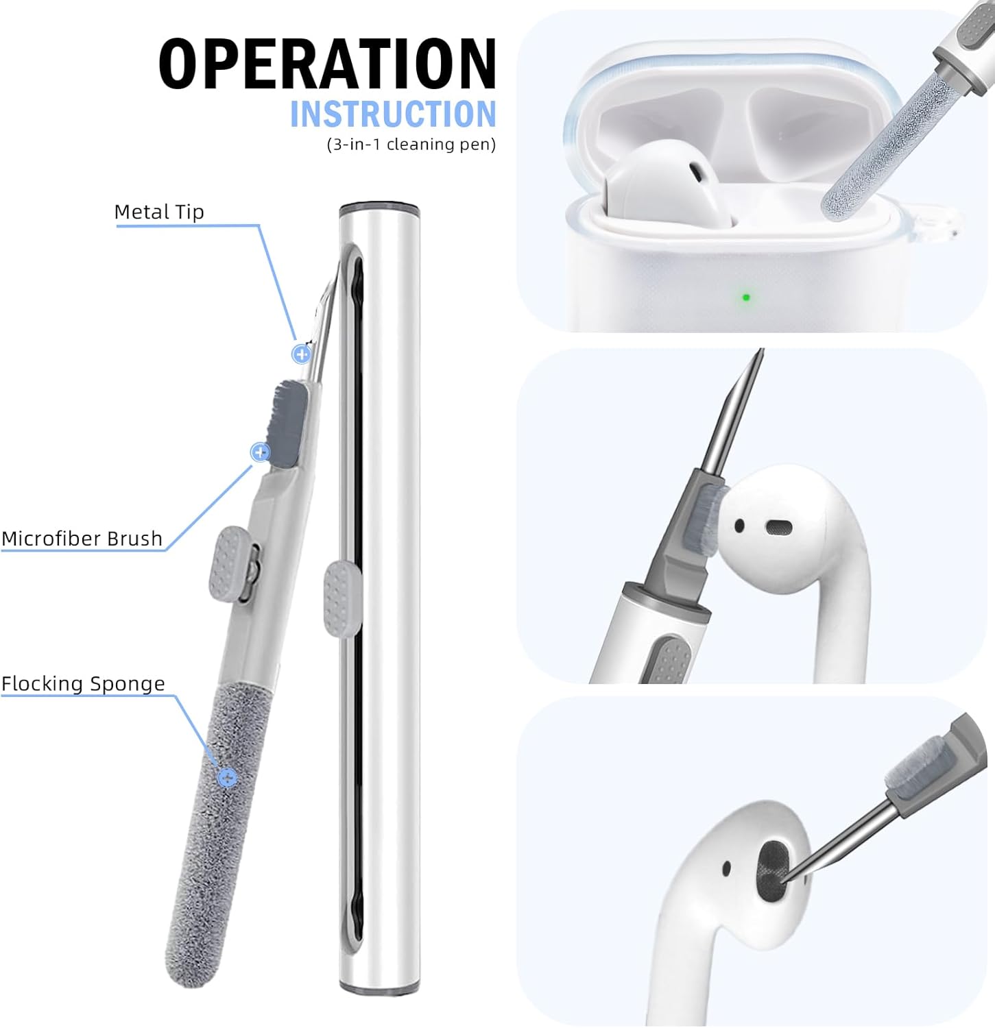 Funda para AirPods de 2 generación y 1 generación con kit de limpieza, correa antipérdida, cordón deportivo y cubierta de ganchos para las orejas (2