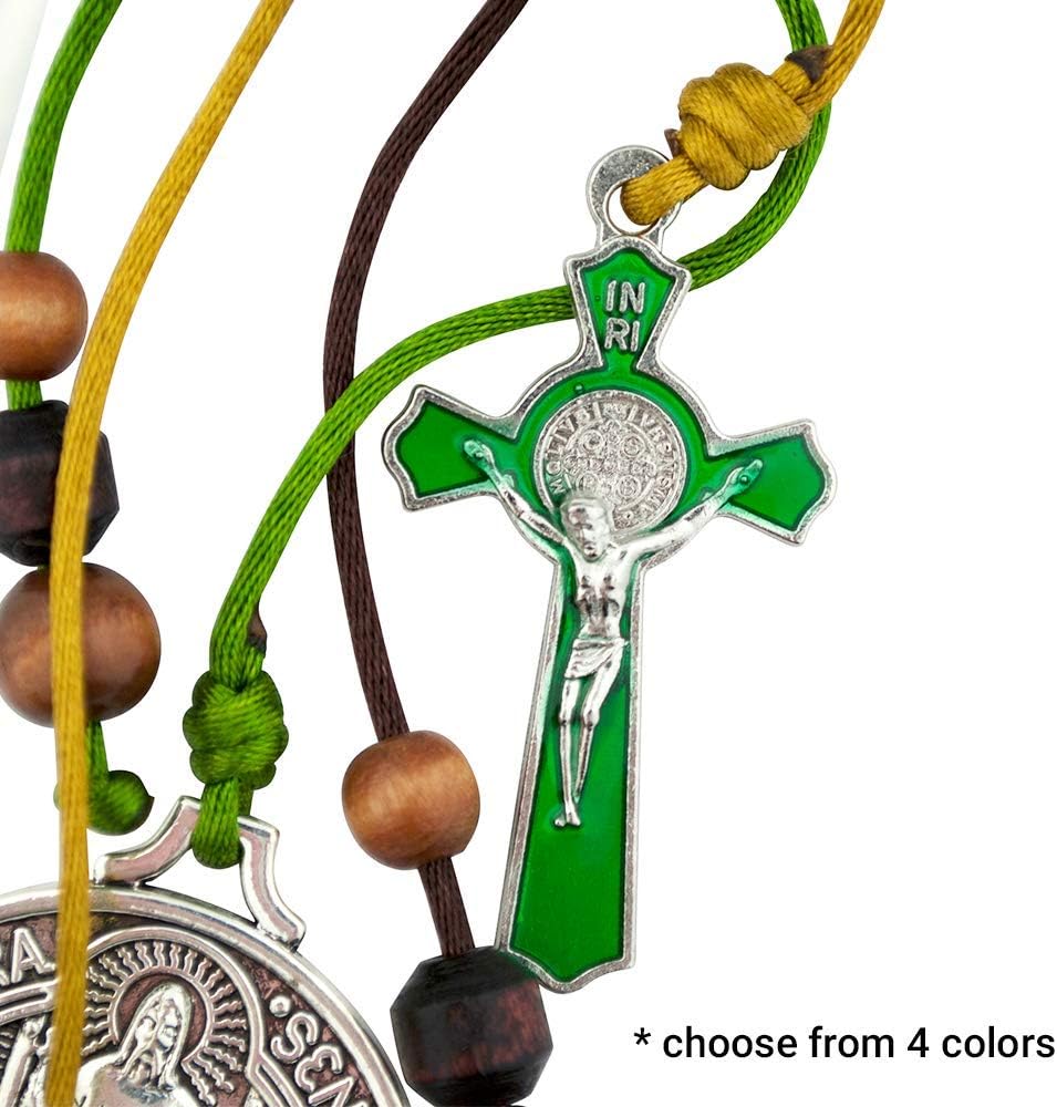 VILLAGE GIFT IMPORTERS Adorno de bendición para el hogar de San Benito de 12 pulgadas, 3 colores, se adapta a la manija de tu puerta o se puede