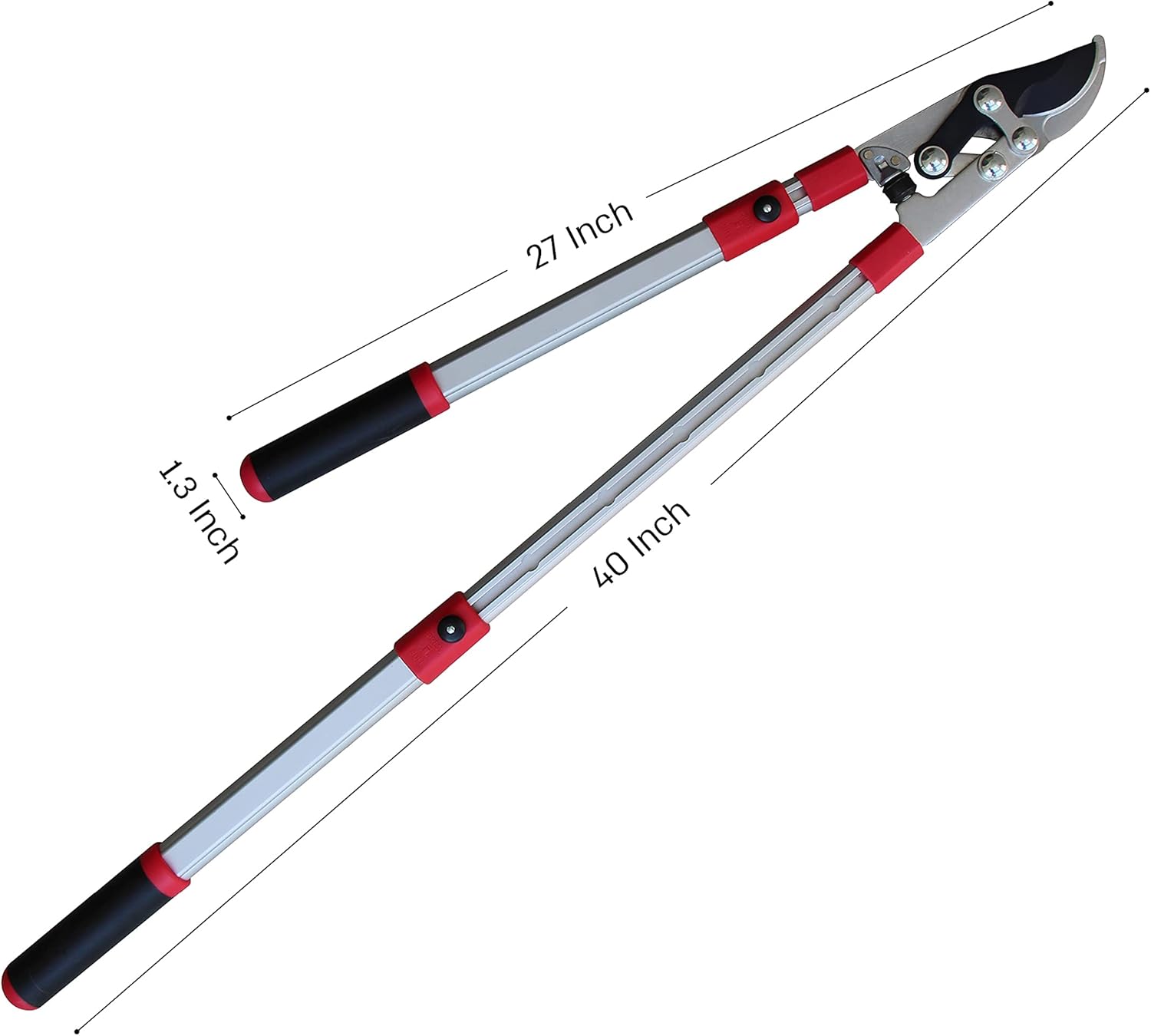 TABOR TOOLS GG21A – Podadora de derivación extensible con acción compuesta, recortadora telescópica de árbol de 27 a 40 pulgadas, cortador de ramas