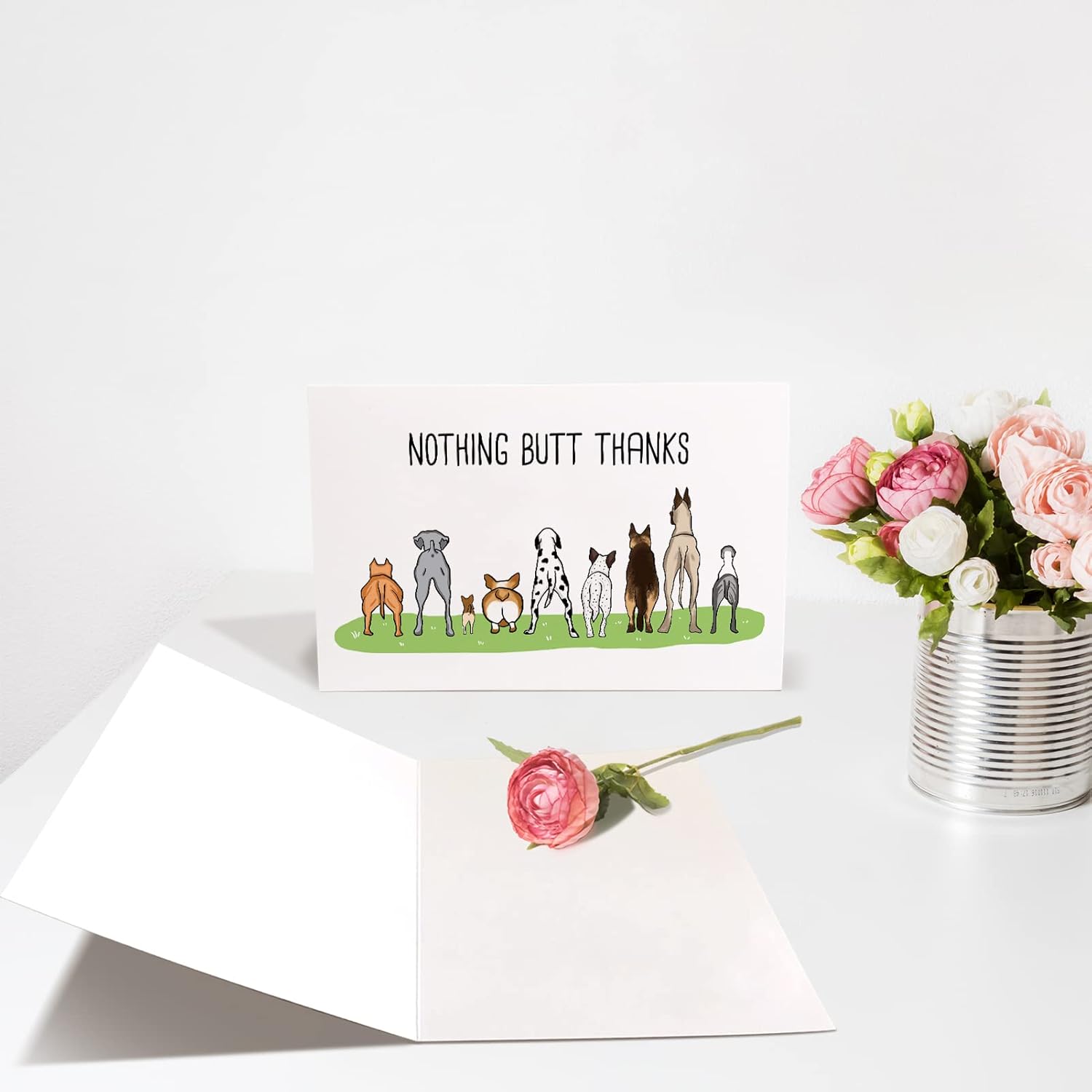 Divertida tarjeta de agradecimiento para él y ella, linda tarjeta de agradecimiento de perro, tarjeta de felicitación de agradecimiento para amigo,