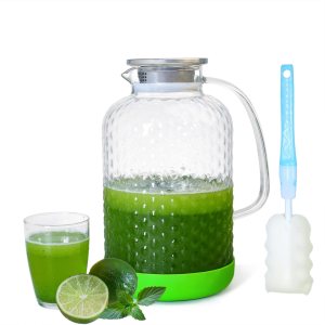 Jarra de vidrio de 102 onzas, jarra de bebidas de jugo de 3 L, olla de vidrio de gran capacidad adecuada para familias grandes y fiestas pequeñas Jarra de vidrio de 102 onzas, jarra de bebidas de jugo de 3 L, olla de vidrio de gran capacidad adecuada para familias grandes y fiestas pequeñas