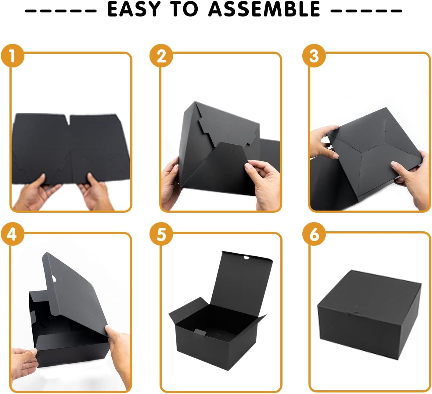 opaprain Paquete de 10 cajas de regalo negras de 8 x 8 x 4 pulgadas con tapa, papel reciclable adecuado para bodas, festivales, regalos, graduación,
