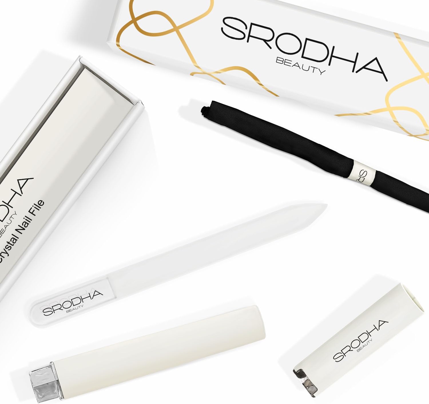 SRODHA Beauty – Lima de uñas de cristal  Kit de preparación profesional de 3 piezas  Para fortalecer y dar forma a uñas naturales, gel y acrílico