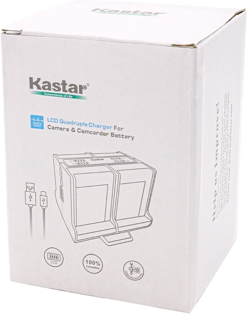 Kastar Paquete de 1 batería y cargador cuádruple compatible con Canon BP-808, BP808, BP-809, BP809, BP-819, BP819, BP-827, BP827, cargador Canon