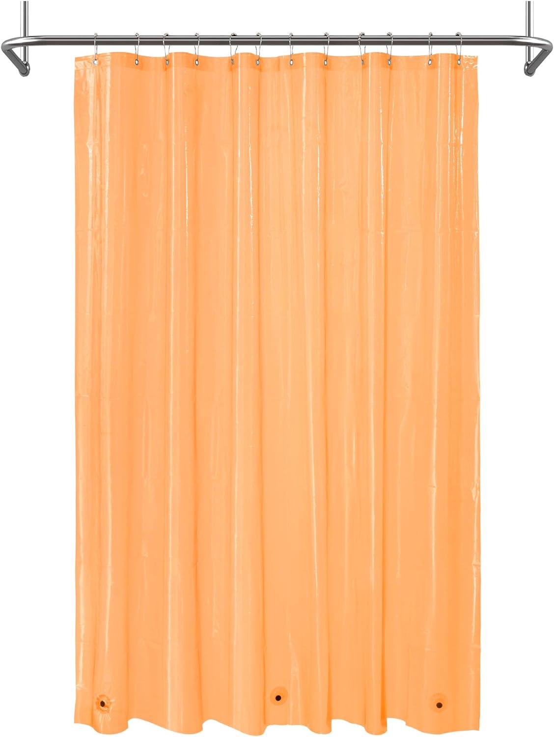 Mrs Awesome Cortina de ducha transparente naranja con 3 imanes, 72 x 72 pulgadas, 4G PEVA, cortina de ducha de plástico ligero e impermeable para
