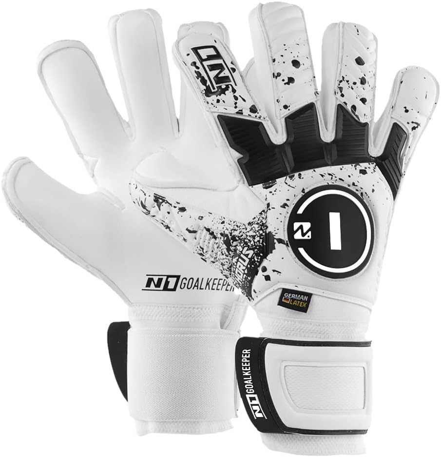 N1 Goalkeeper gloves Horus 2.0 Elite Guantes de fútbol con corte Rollfinger y palma de agarre de contacto de látex alemán. Guantes de portero de