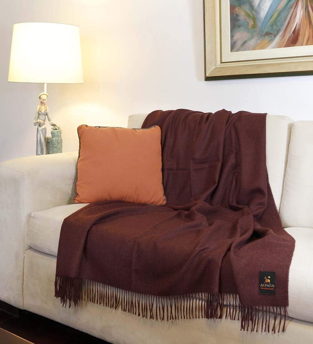 Manta 100% de lana de alpaca para bebé, diseño de color sólido para cama, sofá, manta suave y cálida de lana de alpaca peruana, 72 x 52 pulgadas