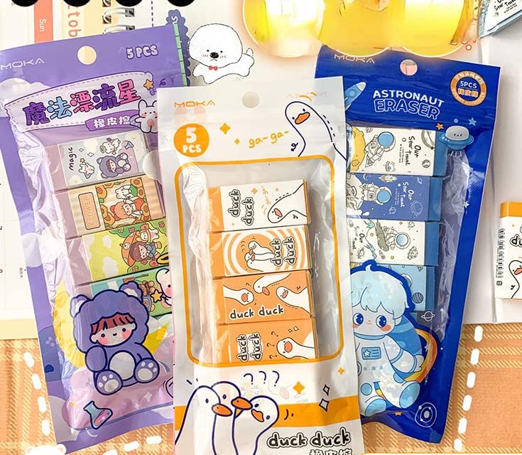 5 unidades de borradores para lápices estéticos japoneses kawaii suaves borradores de dibujos animados kawaii de animales de dibujos animados lindos