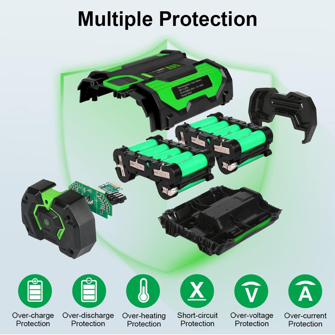 Batería de repuesto de 56 V 3.0Ah para EGO BA2800 BA1400 BA4200, batería de iones de litio de 56 voltios 3000 mAh compatible con todas las potencias