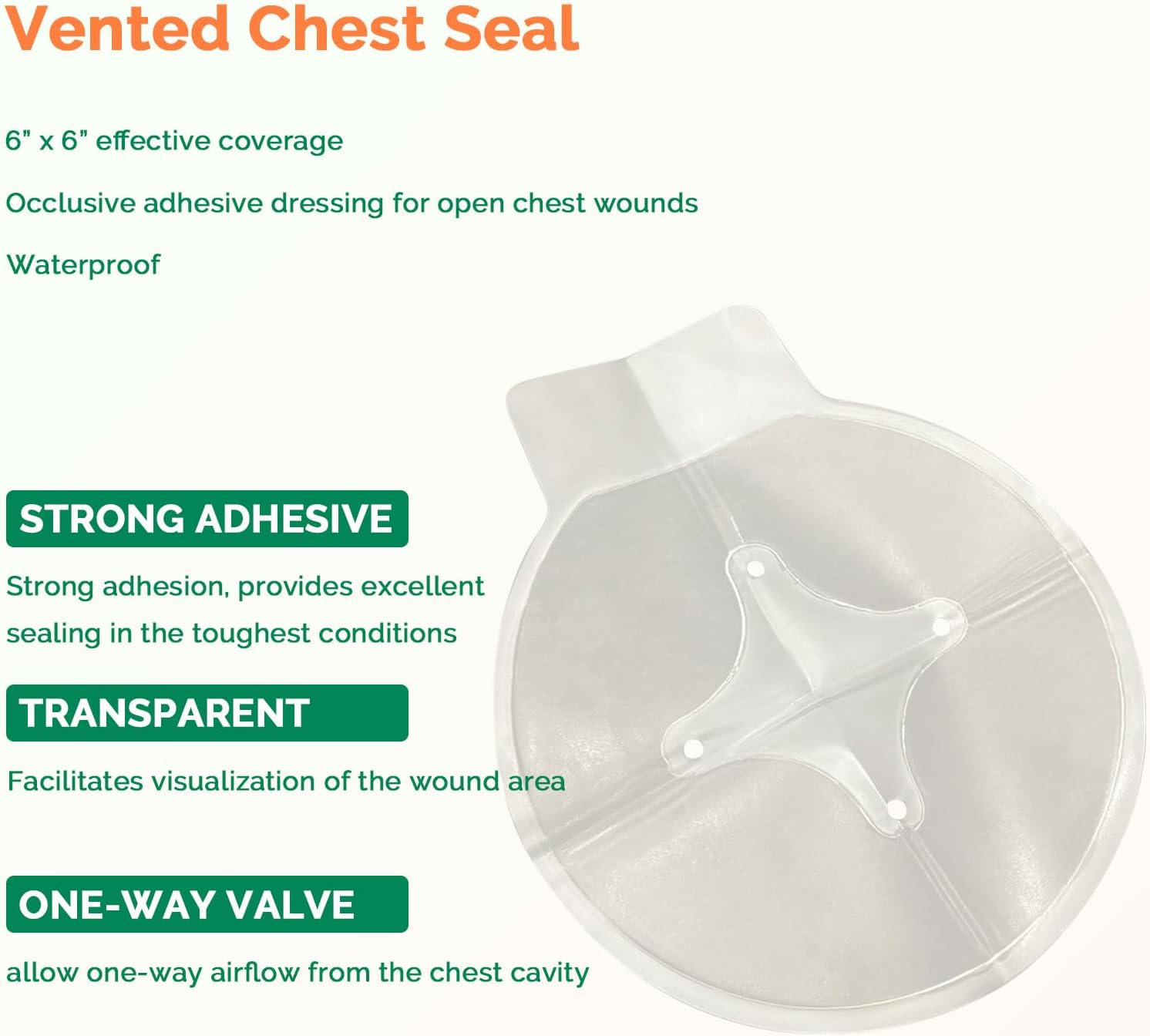 Sello ventilado para el pecho, paquete de 2 unidades, kit de vendaje de emergencia para trauma, 4 rejillas de ventilación, estéril, súper adherente,