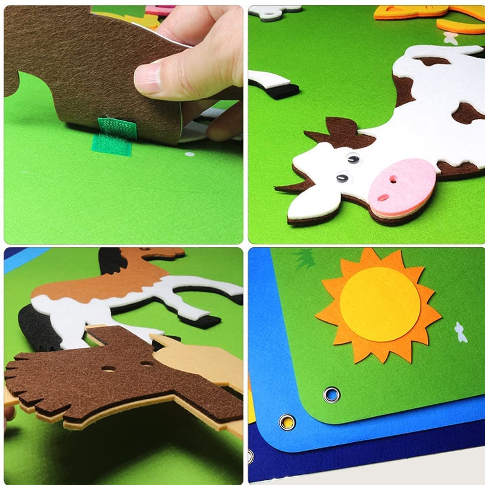 Divertido tablero de fieltro para enseñanza 2023, juego de historia de animales de granja de 41.3 pulgadas, tablero de fieltro de enseñanza,