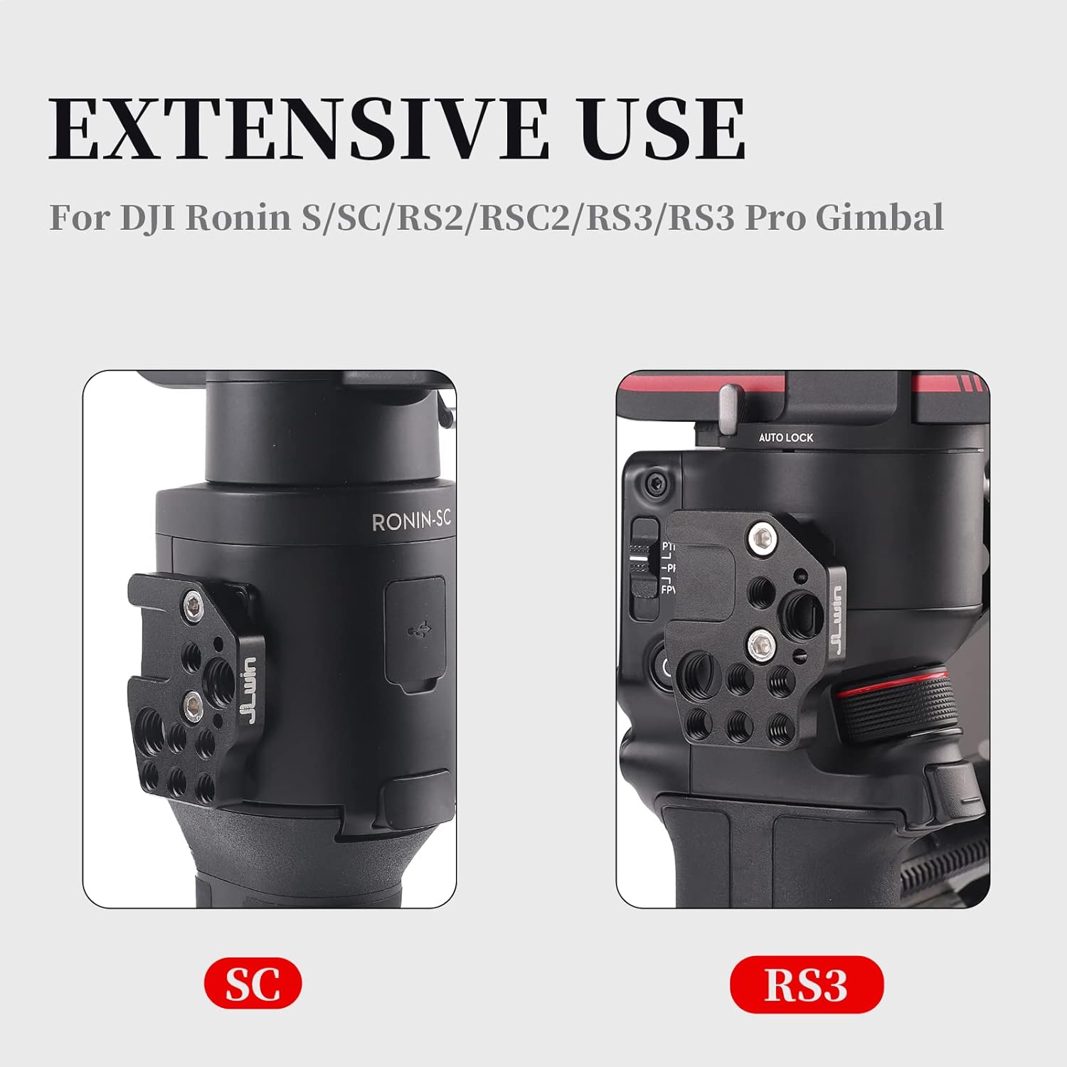 FocusFoto Paquete de 2 soportes de placa de montaje de extensión con zapata fría 14″ 38″ tornillo para DJI Ronin SSCRS2RSC2RS3 PRORS3 MiniRS4 PRO