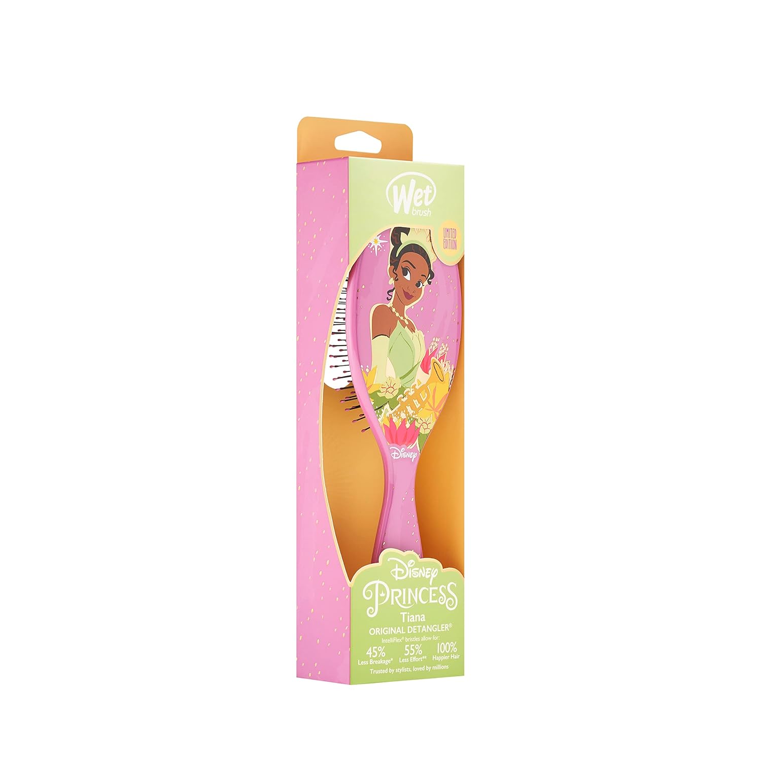 Wet Brush Original Detangler – Cepillo de cabello, diseño Tiana Ultimate Princess Celebration, todo tipo de cabello, cerdas ultrasuaves que