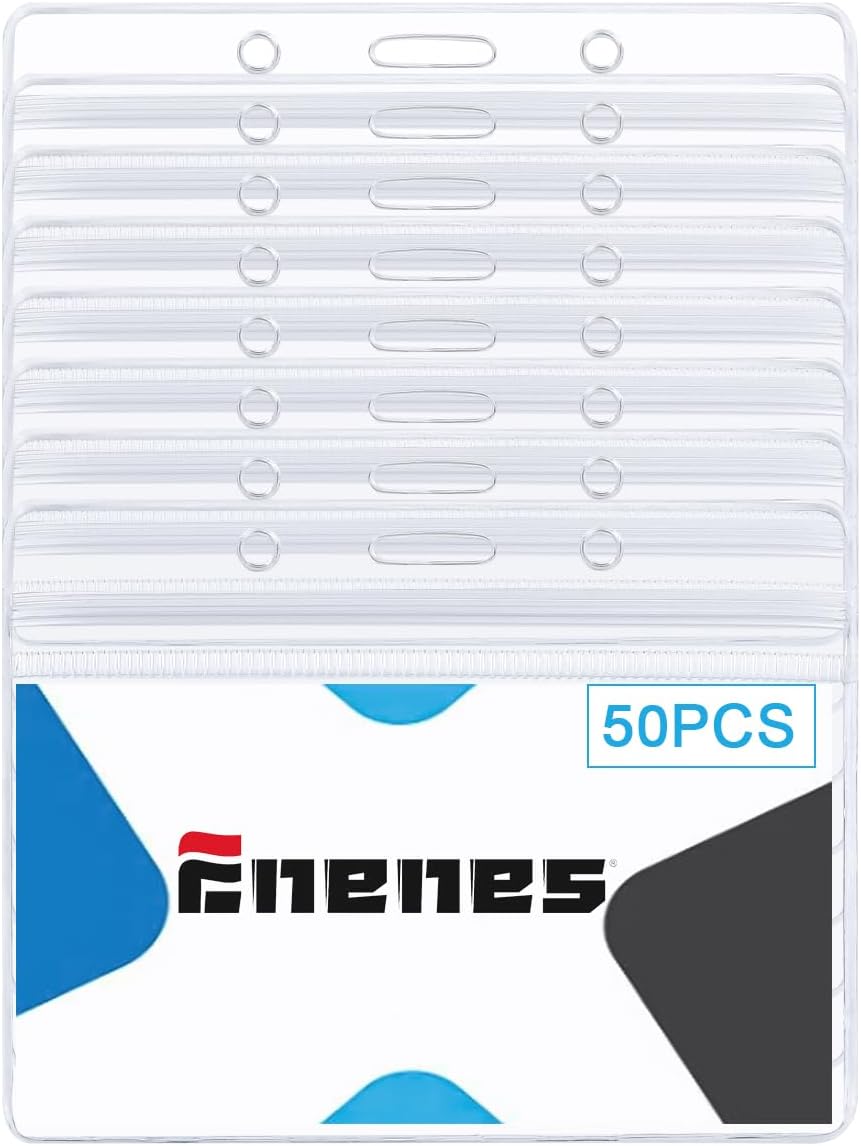 50 tarjetas de identificación, soporte de identificación de PVC con cierre resellable para viajes de negocios y suministros de oficina