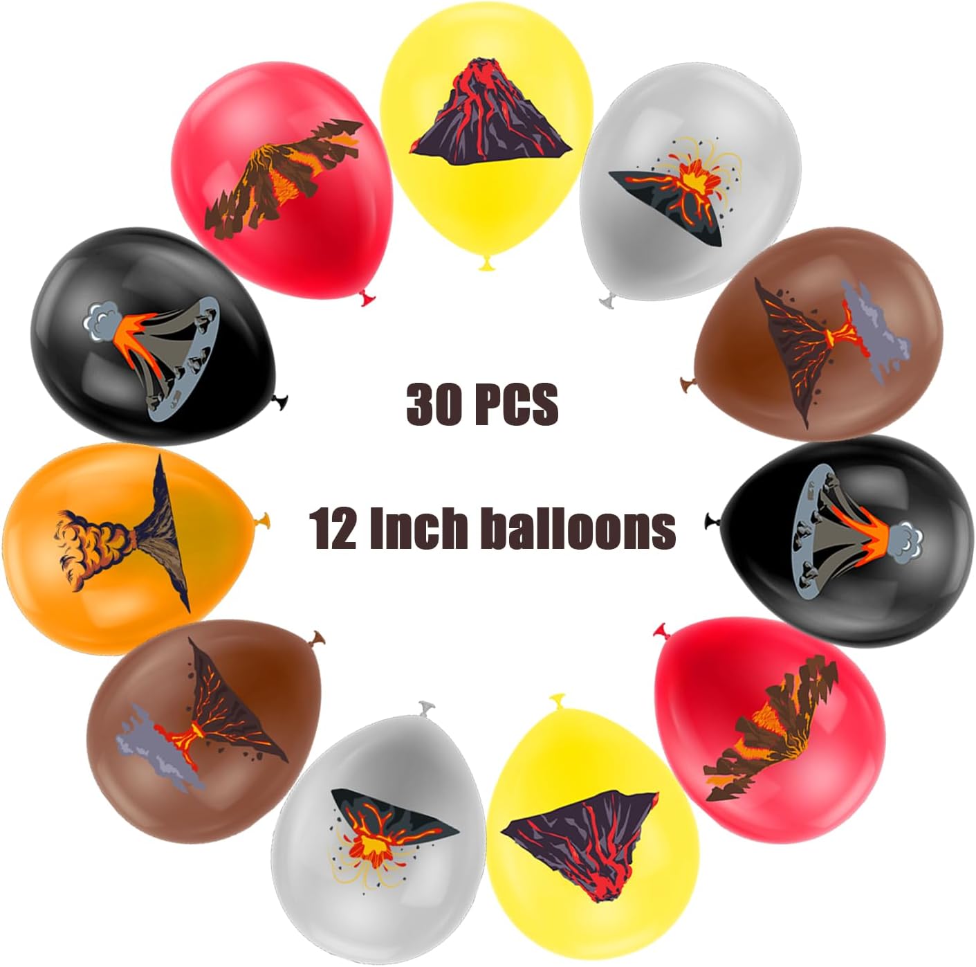 30 globos de volcán, globos de lava, decoraciones de fiesta de cumpleaños de volcán, suministros de fiesta de lava para decoraciones de fiesta de