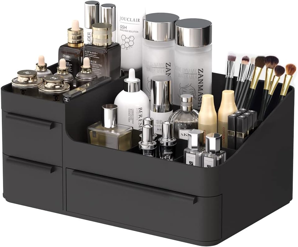 Organizador de maquillaje para tocador, caja de almacenamiento para encimera de baño, soporte apilable para cosméticos para joyas, accesorios para