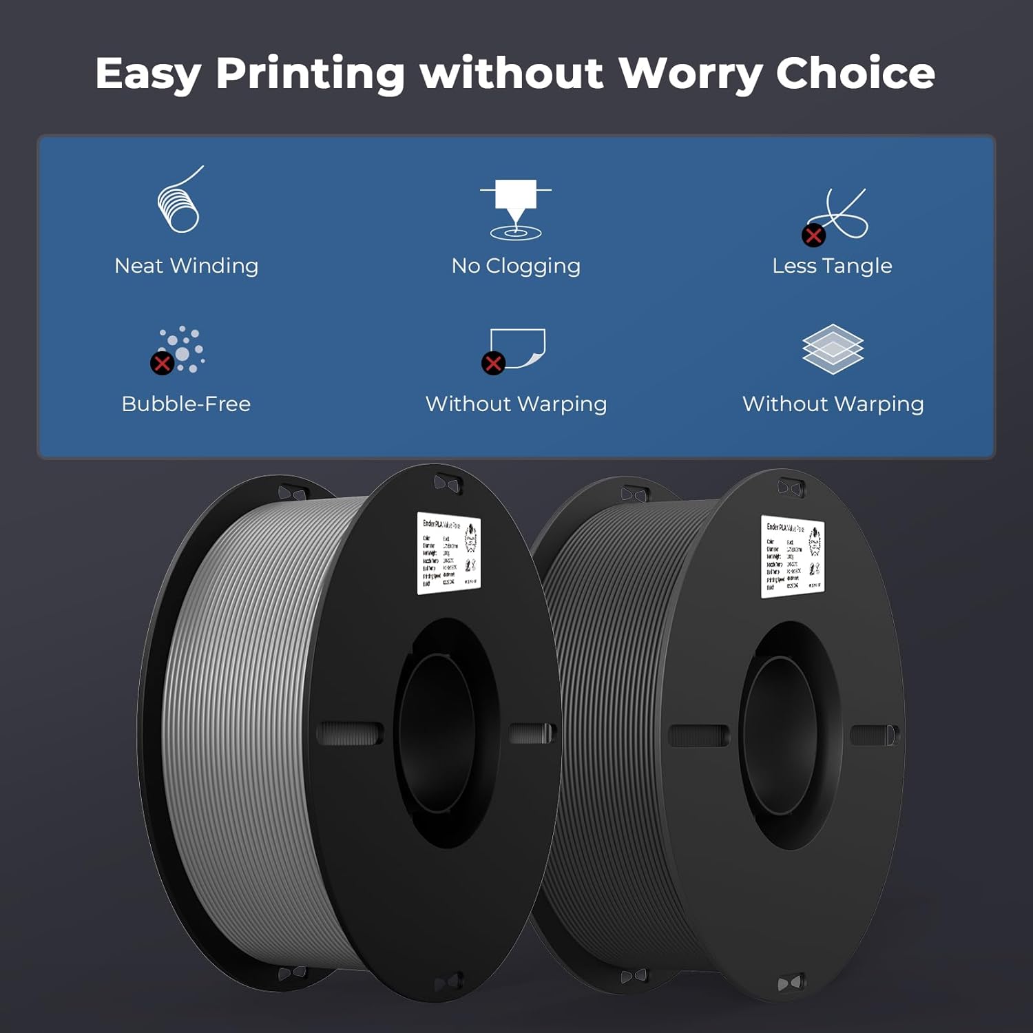 Creality Filamento para impresora 3D, filamento PLA de 0.069 pulgadas para impresión 3D, impresoras 3D de filamento PLA Ender, sin enredos, fuerte