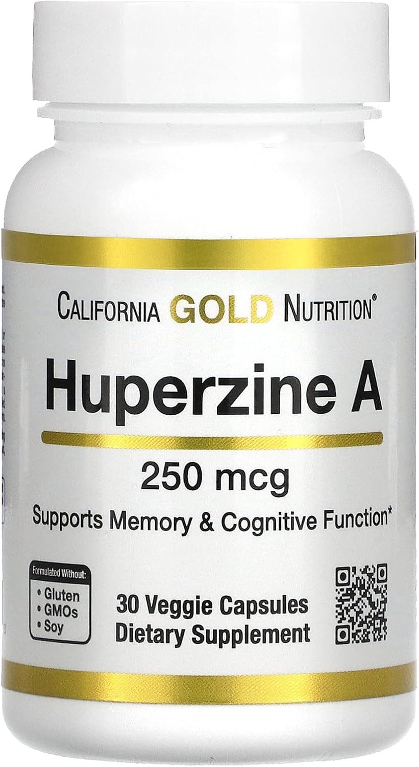 Huperzine A de California Gold Nutrition – Soporte para la memoria y la función cognitiva – Promueve niveles saludables de acetilcolina – Apto para