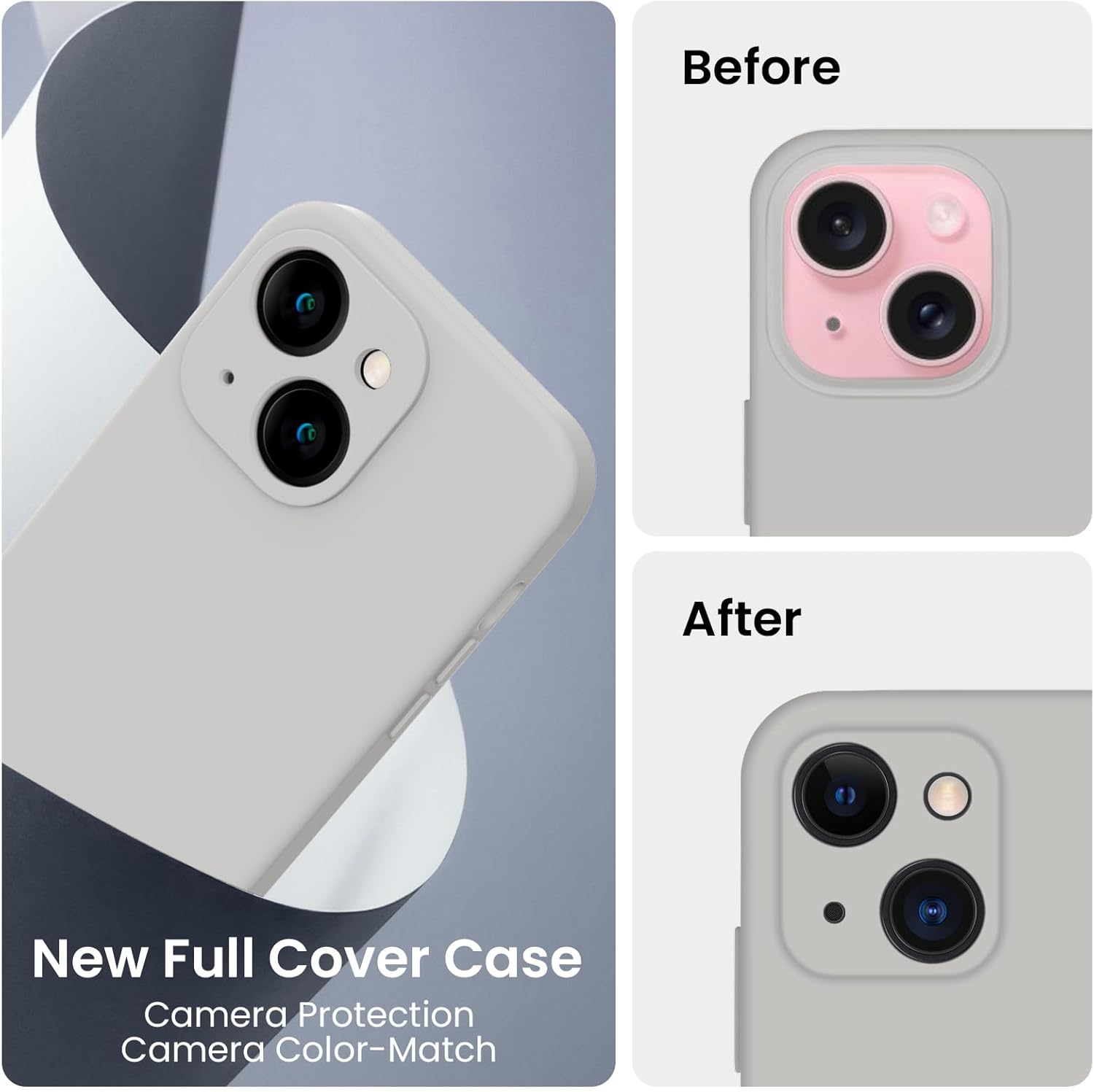 FireNova Funda diseñada para iPhone 15, funda de silicona mejorada protección de cámara con 2 protectores de pantalla, forro interior de microfibra