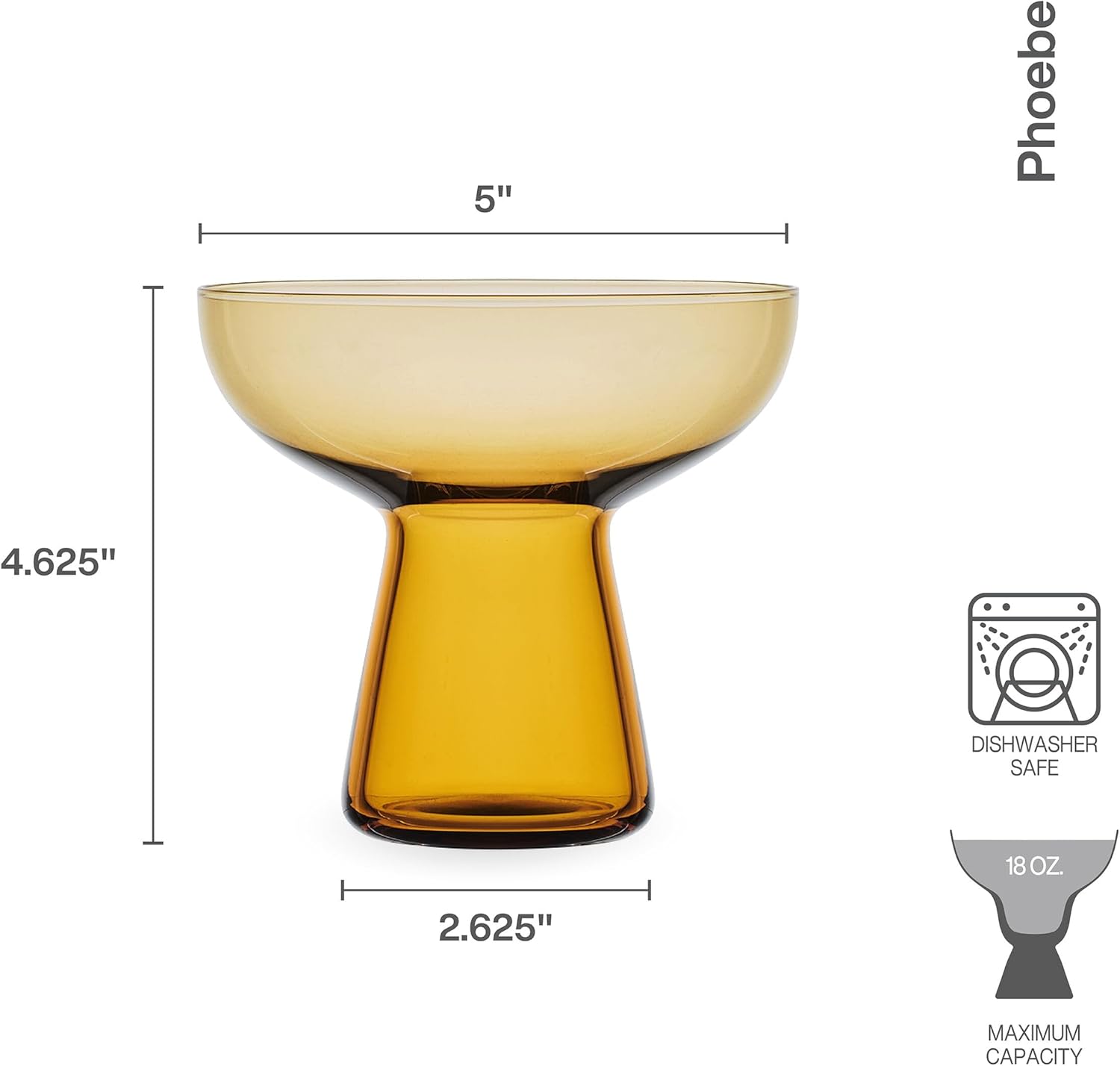 Mikasa Phoebe Margarita – Juego de 4 vasos de cóctel, color ámbar