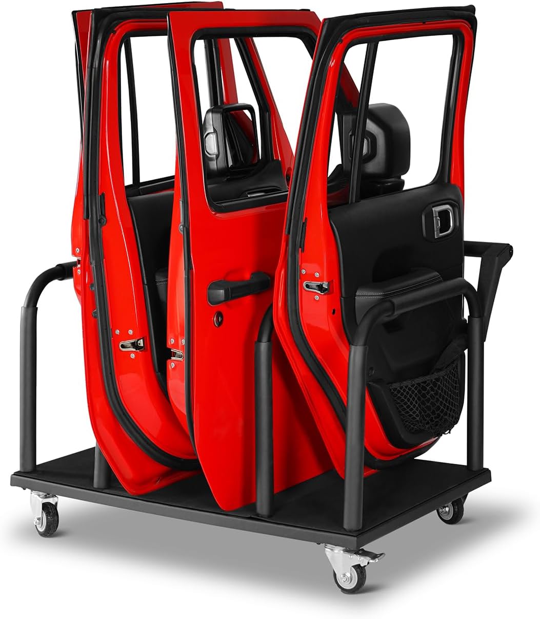Hooke Road Estante de almacenamiento de 4 puertas, soporte deslizante para carrito para Jeep Wrangler JK JL Gladiator JT 2007-2024 y Ford Bronco