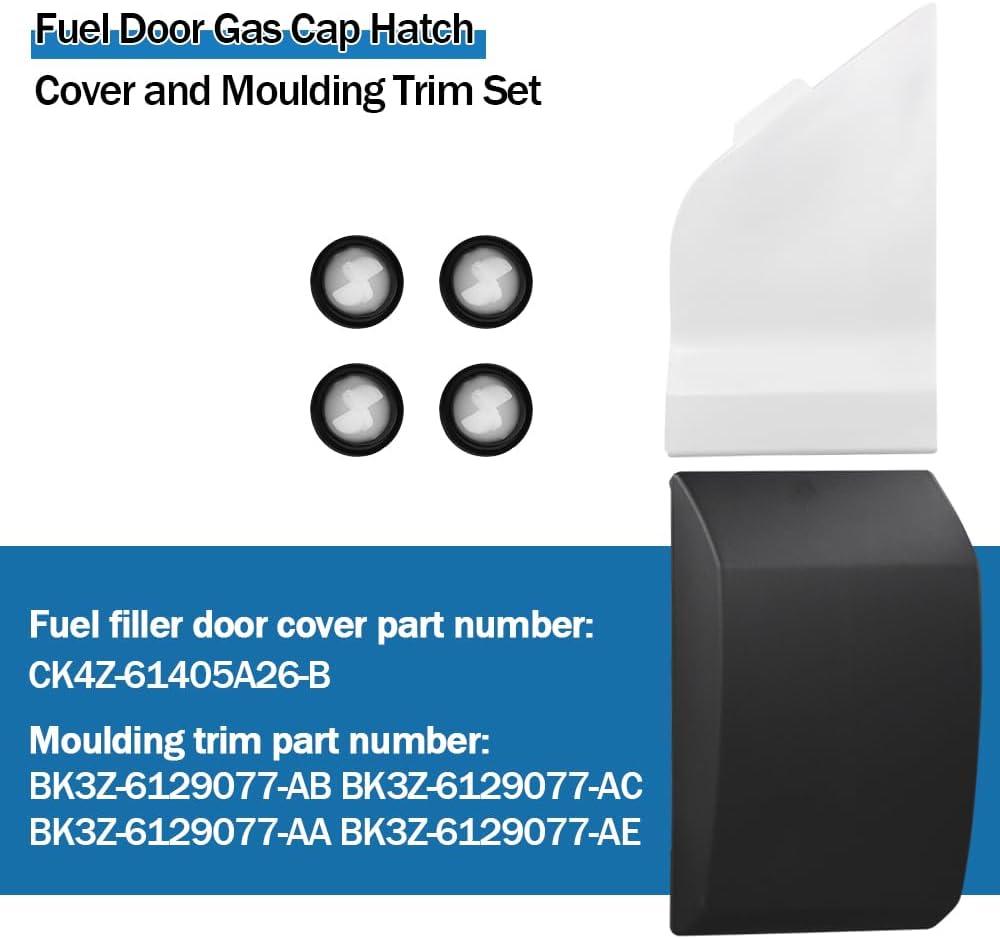 Juego de tapa de gasolina para puerta de combustible y moldura para Ford Transit 150 250 350 2015-2019, sustituye a CK4Z-61405A26-B BK3Z-6129077-AA,