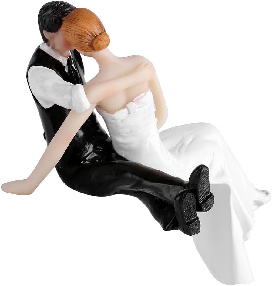 BORDSTRACT Divertidos adornos para tartas de boda, romántica figura de resina con forma de novia y novio, para decoración de fiesta de banquete de