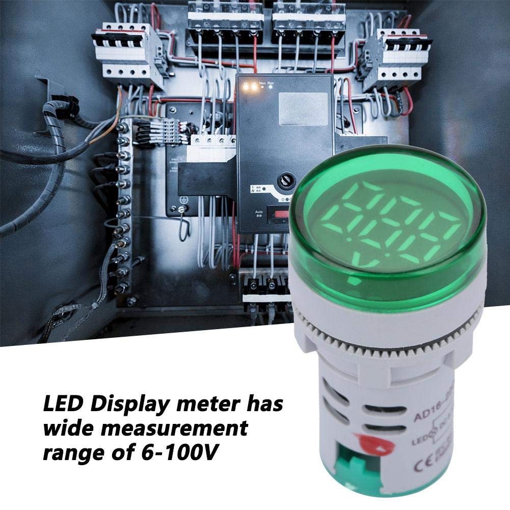 YWBL-WH DC 6-100V Volt Meter LED Digital Voltímetro Medidor de voltaje de luz Indicador de señal Probador de lámpara redonda