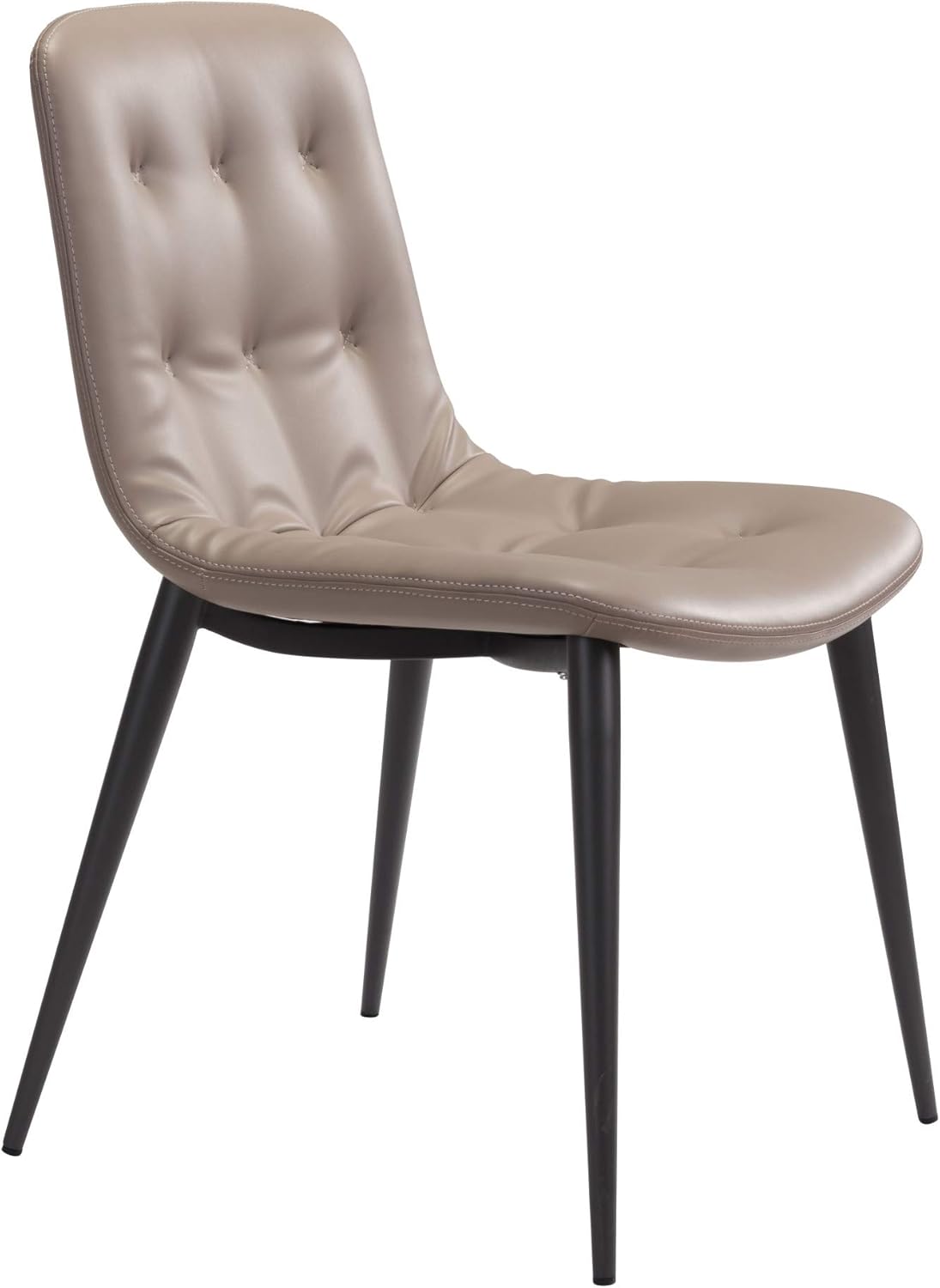 Zuo Modern Tangiers Juego de sillas de comedor de acero, espuma, cuero sintético gris topo, capacidad de peso interior de 280 libras Dimensiones