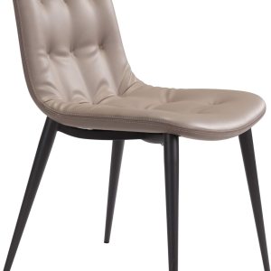 Zuo Modern Tangiers Juego de sillas de comedor de acero, espuma, cuero sintético gris topo, capacidad de peso interior de 280 libras Dimensiones Zuo Modern Tangiers Juego de sillas de comedor de acero, espuma, cuero sintético gris topo, capacidad de peso interior de 280 libras Dimensiones