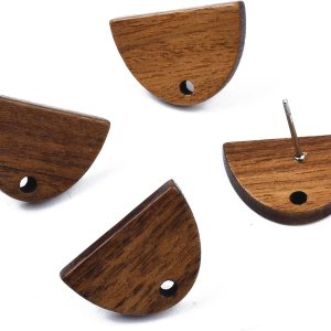 Pandahall – 20 pares de aretes de madera de nogal semicircular de 0.492 x 0.709 in de color marrón coco con pasador de acero inoxidable 316 para Pandahall – 20 pares de aretes de madera de nogal semicircular de 0.492 x 0.709 in de color marrón coco con pasador de acero inoxidable 316 para
