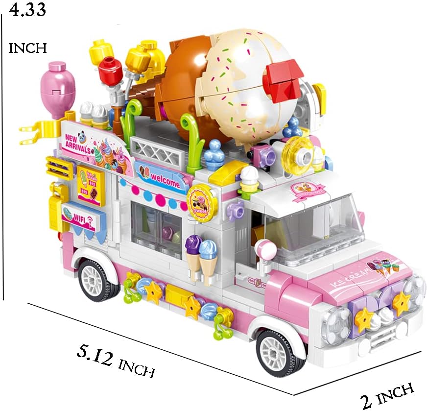 Juego de construcción de camiones de helado para niños de 8, 9, 10, 11 y 12 años, juegos de construcción de juguetes STEM para niñas, kits de