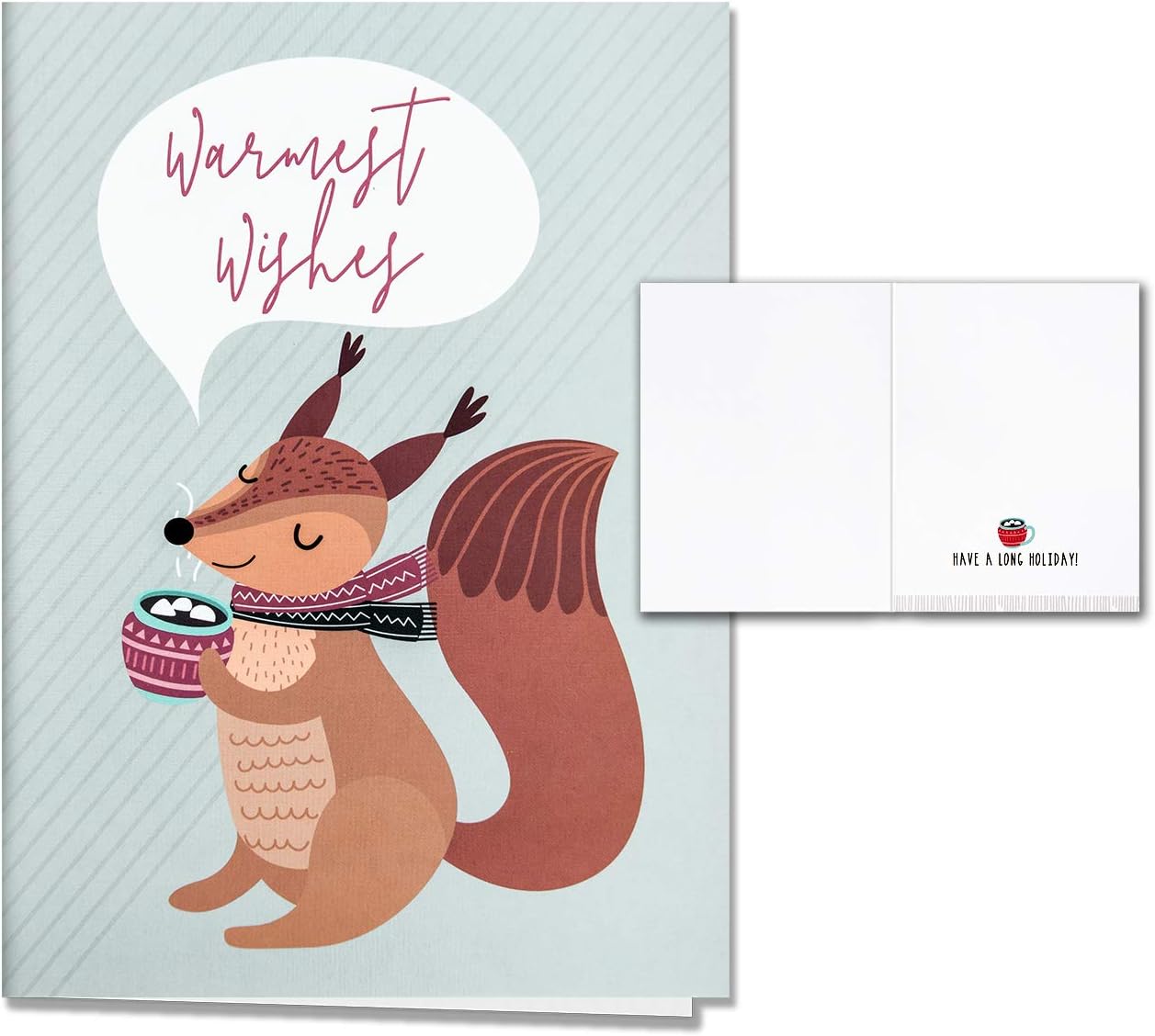 HERZOME Paquete de 48 tarjetas de felicitación navideñas de invierno con sobres y calcomanías, 8 patrones de animales del bosque, tarjetas de