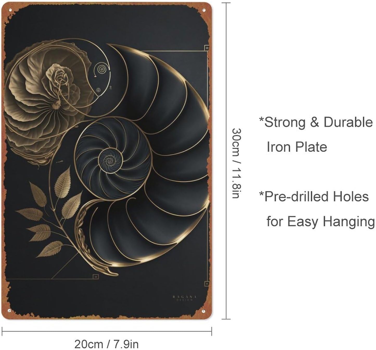 Fibonacci – Cartel de metal retro de metal para decoración del hogar, 8 x 12 pulgadas