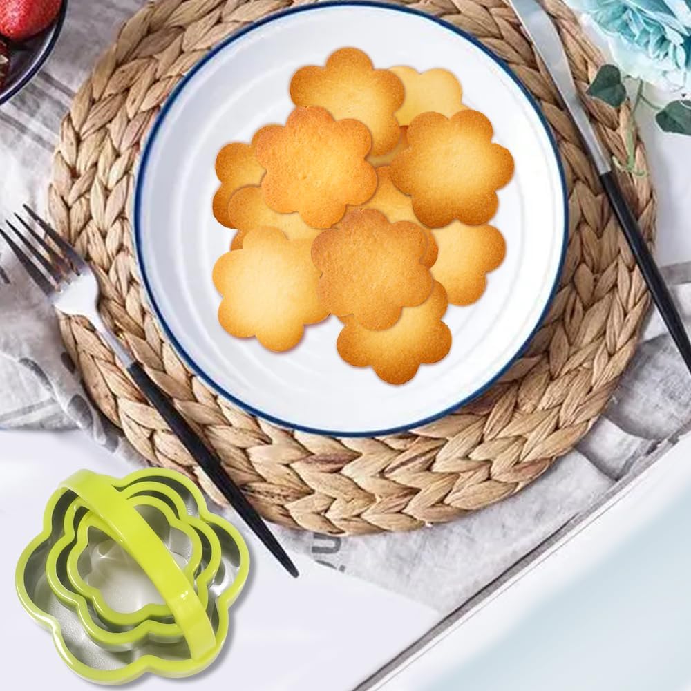 6 cortadores de galletas de acero inoxidable con asa, cortador de galletas AIFUDA con patrón de estrellas y flores, mini molde para prensar