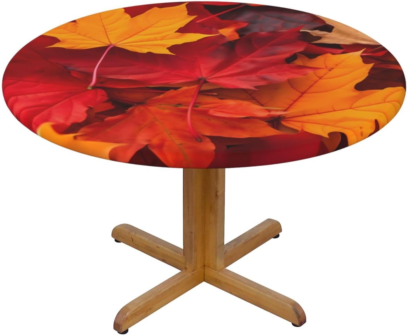 hsbolediy Mantel redondo de hojas de otoño (54 pulgadas para mesa de 45 a 50 pulgadas), mantel ajustable con borde elástico para exteriores,