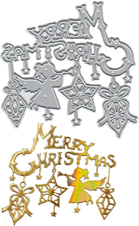 Metal Feliz Navidad Ángel Regalo Pequeñas Campanas Troqueladas Troquelado Troquelado Plantillas de Plantillas en Relieve Plantilla Molde para Hacer