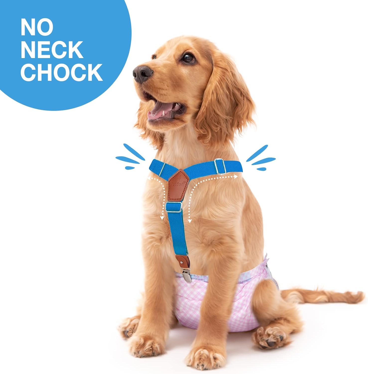 Pet Soft Tirantes para perro, 2 piezas de tirantes de pañales para perras, para falda de perro, vestido para perro (dorado y azul, SM)